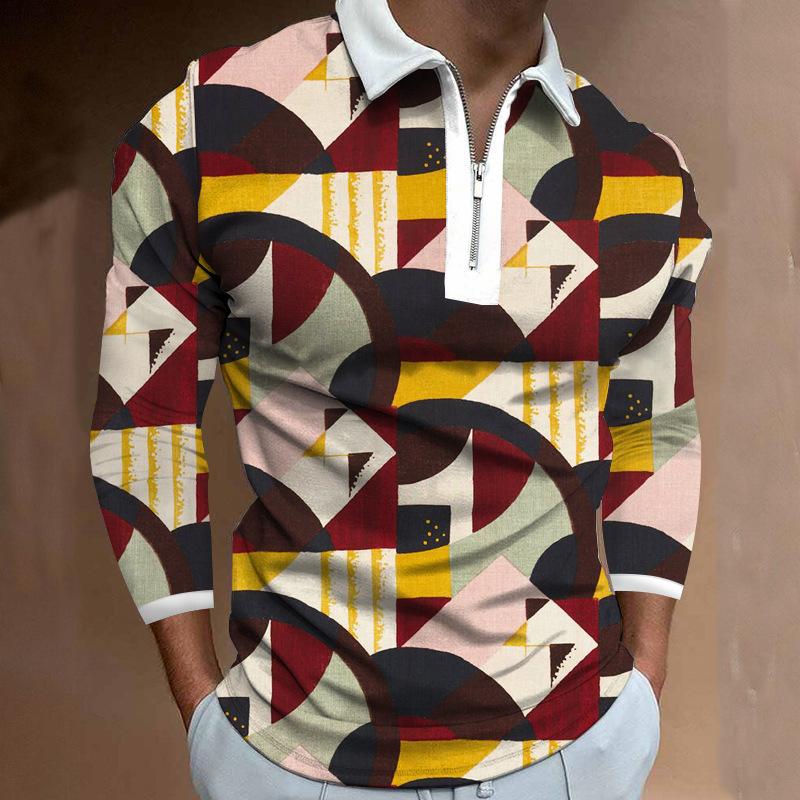 Trendy Men's Long Sleeve Polo Shirt, Stylish Design for Daily Wear