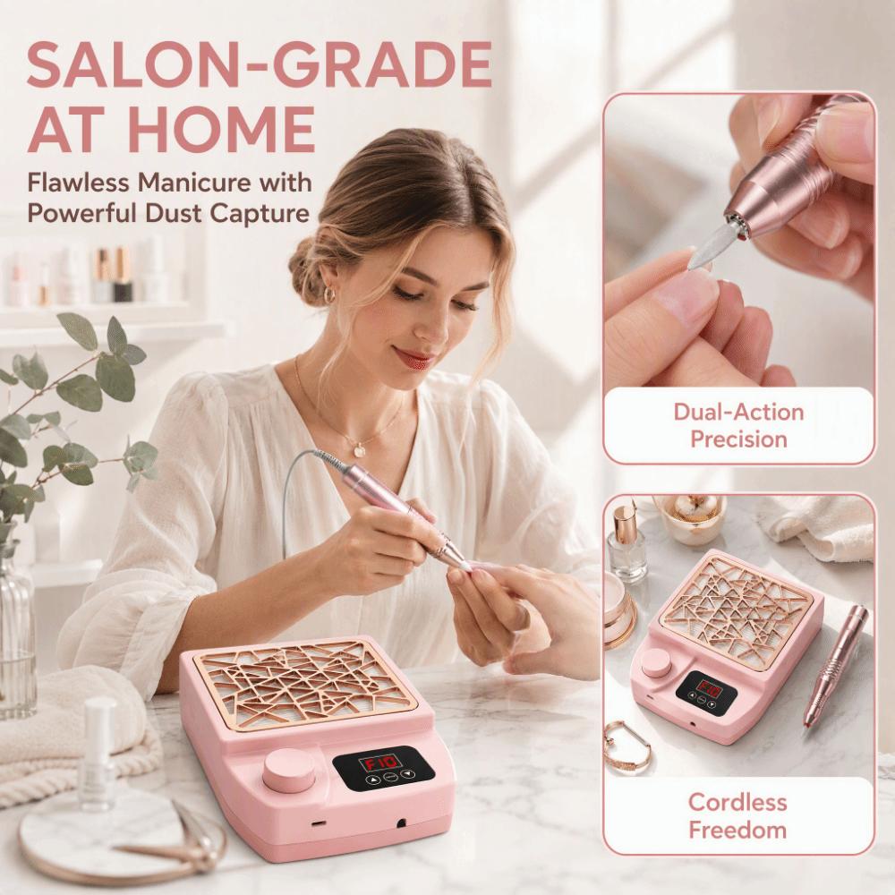 2-in-1 Nail Vacuum Cleaner Mini Nail Dust Machine Nail Tool Electric Nail Drill File Nail Grinding