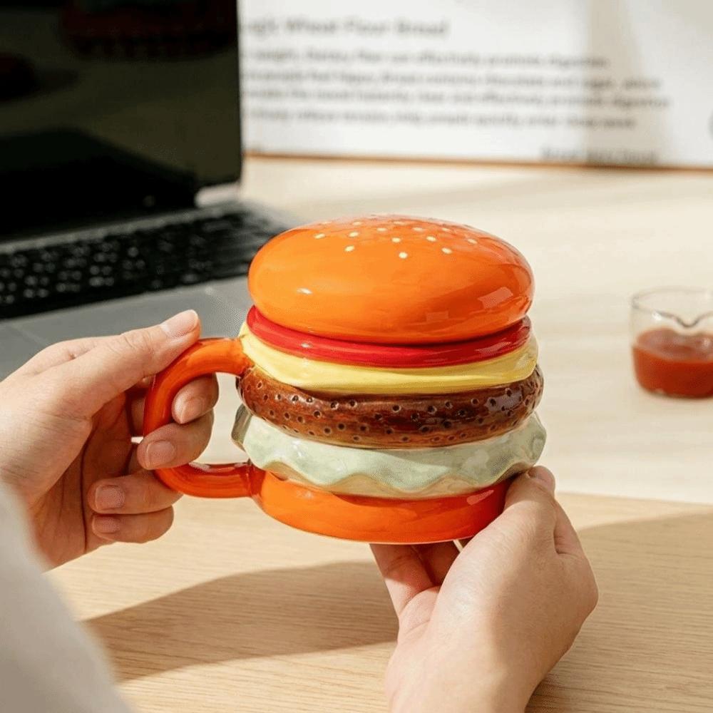 Bright Fun Colors Hamburger Mug Cartoon Breakfast Cup Creative Coffee Cup  Birthday Gift