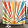 70s Retro Rainbow Shower Curtain Hippy Funky Cartoon Mushroom Floral Bathroom Curtain Polyester Waterproof Fabric Bathtub Screen