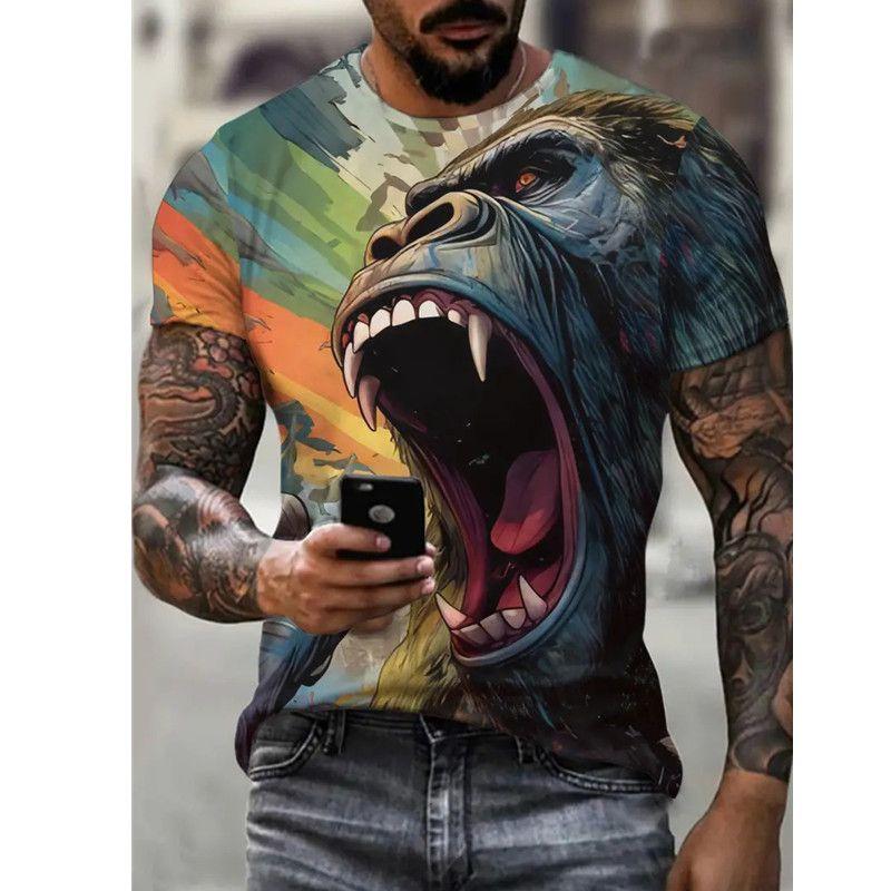 

Мужская повседневная и модная футболка с коротким рукавом и забавным 3D-принтом гориллы, хит продаж 3XL