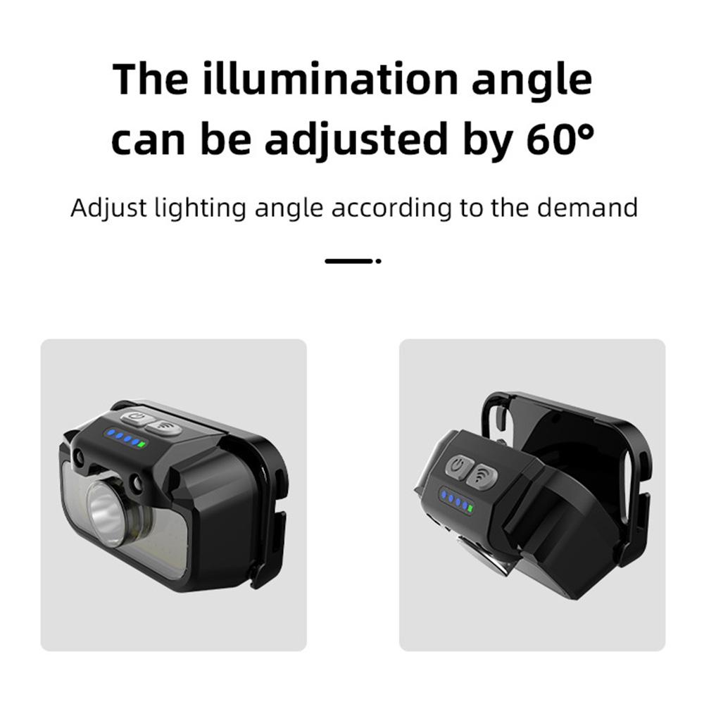 5W Mini Ultra-Light Bright Headlamp 1000mAh White+Red+Green 3 in 1 USB Rechargeable Head Lamp 14 Modes Motion Sensor Headlight