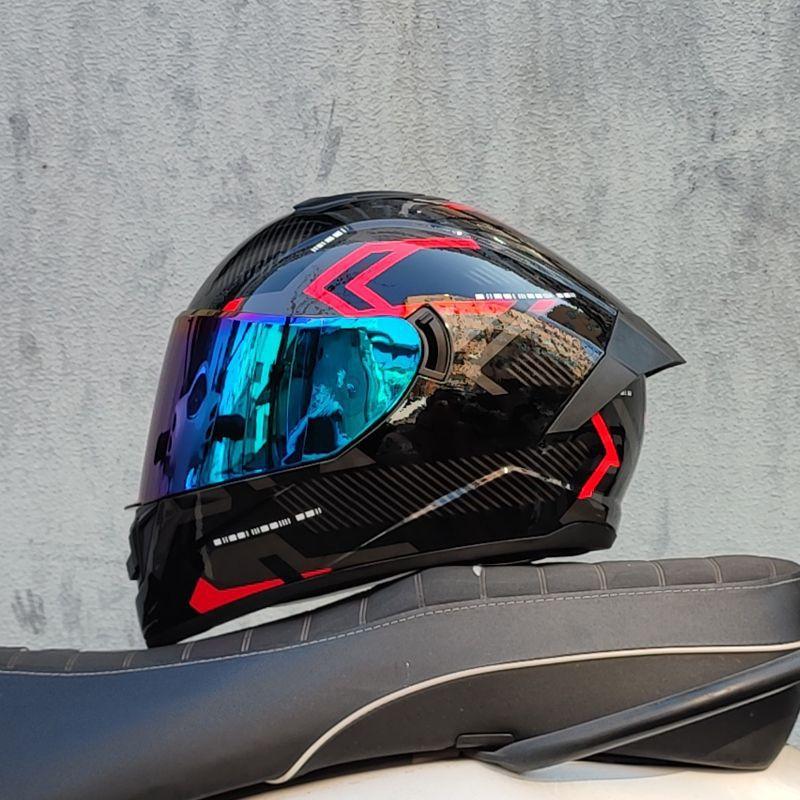 Motorcycle Helmet Men and Women Double Lens Party Sports Car Helmet New National Standard Four Seasons Personalized Bluetooth