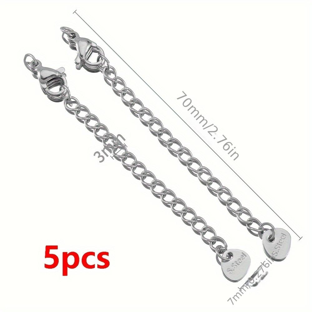 5pcs Stainless Steel Extension Tail Chain Lobster Clasps Connector Extended Chain Bracelet Necklace Jewelry Making DIY Component