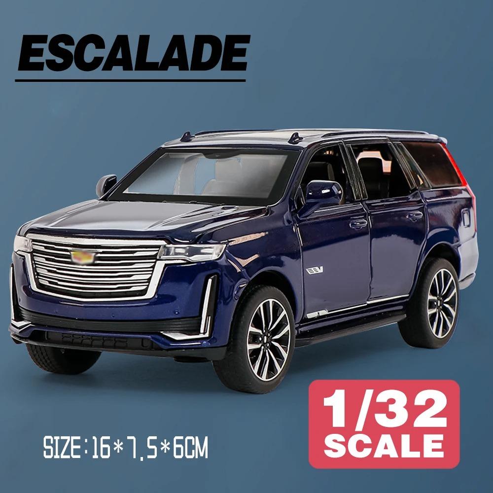 Automodell 1/32 für Cadillac Escalade Geländewagen, Legierung, Druckgussfahrzeug, Spielzeug mit Ton und Licht, Pullback, mehrere Farben