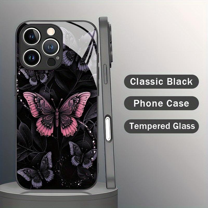 Retro Dark Butterfly Pattern Tempered Glass Phone Case For iPhone 11 12 13 14 15 16 17 Pro Max 17Air 16E 7 8 Plus XR XS X Cover
