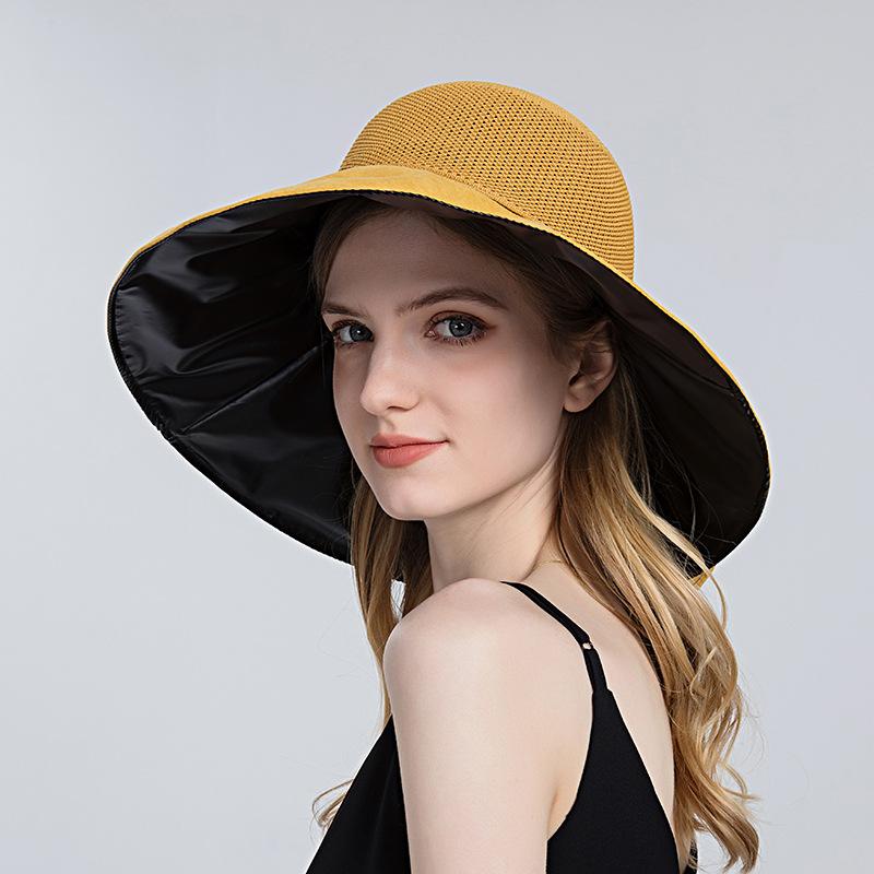 Fashion Bowknot Sun Hats For Women Summer UV Protection Bucket Hat Outdoor Female Hollow Out Straw Beach Caps Panama Hat