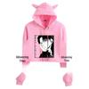 2021 Attack on Titan Anime Print Crop Top Hoodie with Cat Ears for Girls