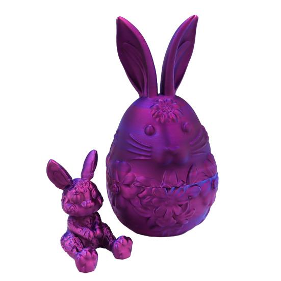 Påskhare Äggprydnad med Rörlig Ledad Kanin Inuti 3D-printad Kanin Blomma Äggfigur Påskhelg Festdekoration