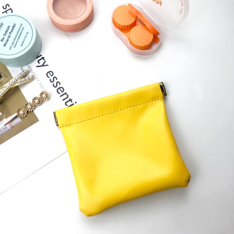 

PU Leather Snap Closure Sanitary Napkin & Lipstick Storage Pouch 8x10cm Small жёлтый