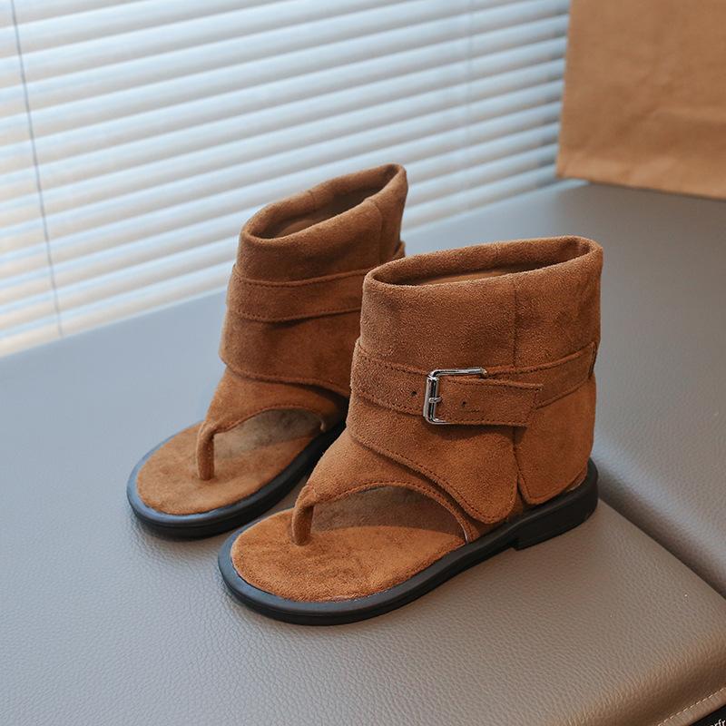 

Limited Edition Shoes, Retro Toeless Sandals for Girls, New Short Boots for Little Girls 30 коричневий