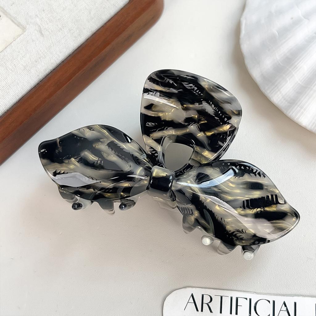 Elegant French-style Bow Hairclip Colorful Acrylic Hair Claws Crab-claw Clip, Updo Hairpin High-quality Women's Hair Accessories