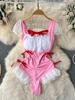 Open Crotch Sexy Underwear Playsuits Women Square Neck Ruffle Erotic Lace Rompers Female Lingerie Shapewear Sensual Bodysuits 2024