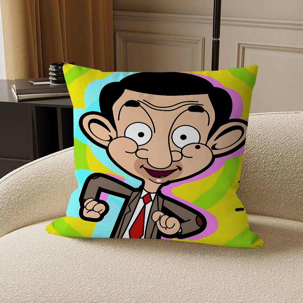 Animated Mr.Bean Cushion Cover Car Throw Pillow Case For Sofa Car Christmas Gift 40x40cm 45x45cm