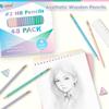 V-Opitos Wood-Cased #2 HB Pencils, 48 Pack Pre-Sharpened Pencils with Top Erasers, Bulk Pastel Color Pencils for School Teacher Supplies, Writing,