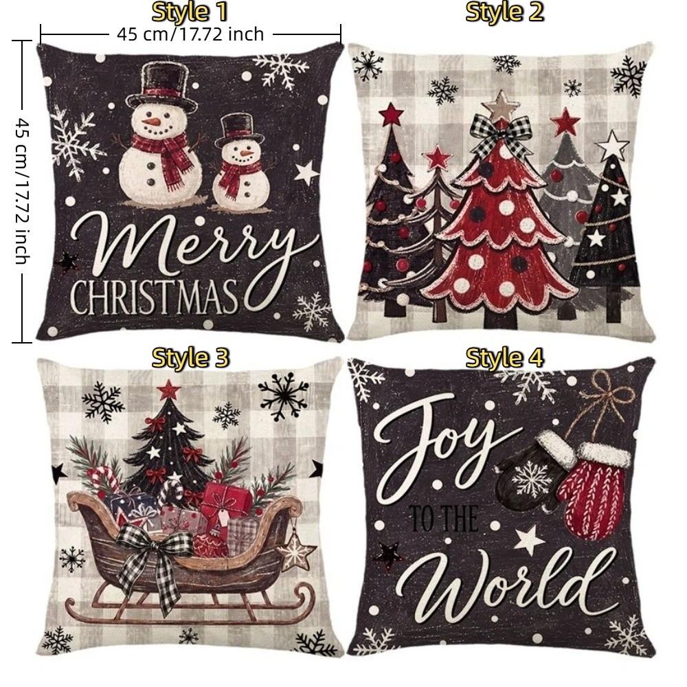 Vintage Christmas Pillow Cover Snowman Snowman Pillow Case Cute Xmas Tree Cushion Cover Home Sofa