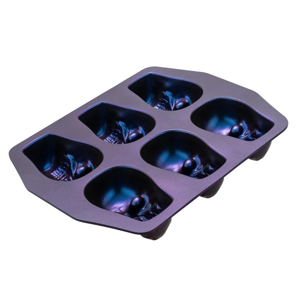 Way to Celebrate Skull Cast Aluminum 6-Cavity Baking Pan Iridescent