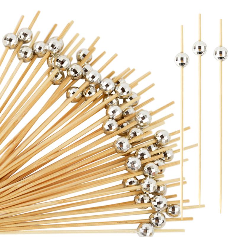 100 Stück Einweg Bambus Lebensmittel Obst Zahnstocher Salat Kuchen Dessert Gabel Stick für Hochzeit Geburtstagsfeier Deko Cocktail Zahnstocher