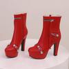 Dámské kotníkové boty na vysokém podpatku podzim a zima nové evropského stylu voděodolná platforma silný podpatek velká velikost římské boty