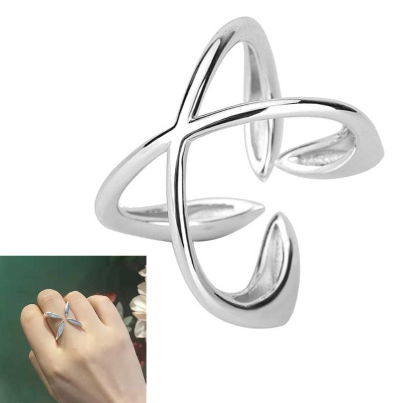 Lines Crossed Geometric Ring for Stylish Women Adjustable Size Open Finger Ring Unique Accessories Date Night Accessory