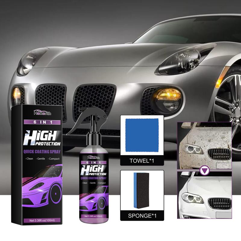 Car Nano Ceramic Coating Spray 6 in Long Lasting Protection Repair for Auto Detailing Shine Maintenance
