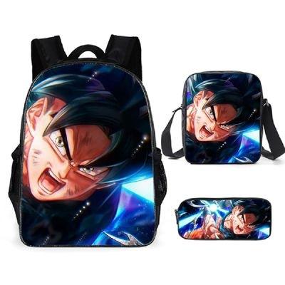 New animation cartoon dragon ball backpack, primary and secondary school schoolbag, satchel, shoulder bag, pencil case three-piece set