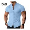 Muži Letní Košile Stojáček Jednobarevný Jednořadý Slim Fit Cardigan Krátké rukávy Měkké Prodyšné Střední délka Ležérní Podnikání Muži Top do kanceláře