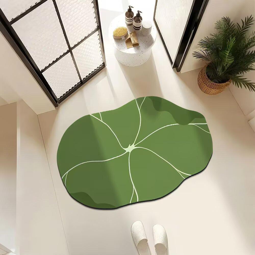 Toilet Entrance Absorbent Floor Mat Plantain Leaf Diatom Mud Bathroom Floor Mat Shower Room Washbasin Quick Drying Non-Slip Mat