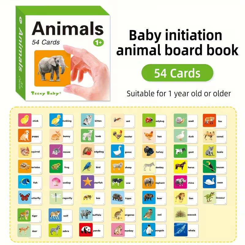 54 English Animal Word Learning Cards Children S English Enlightenment Animal Early Education Educational Toys