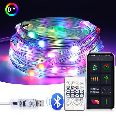 USB 5V Bluetooth LED String Fairy Lichter Dreamcolor RGBIC Address Party Weihnachten Lichter Hochzeit Dekoration
