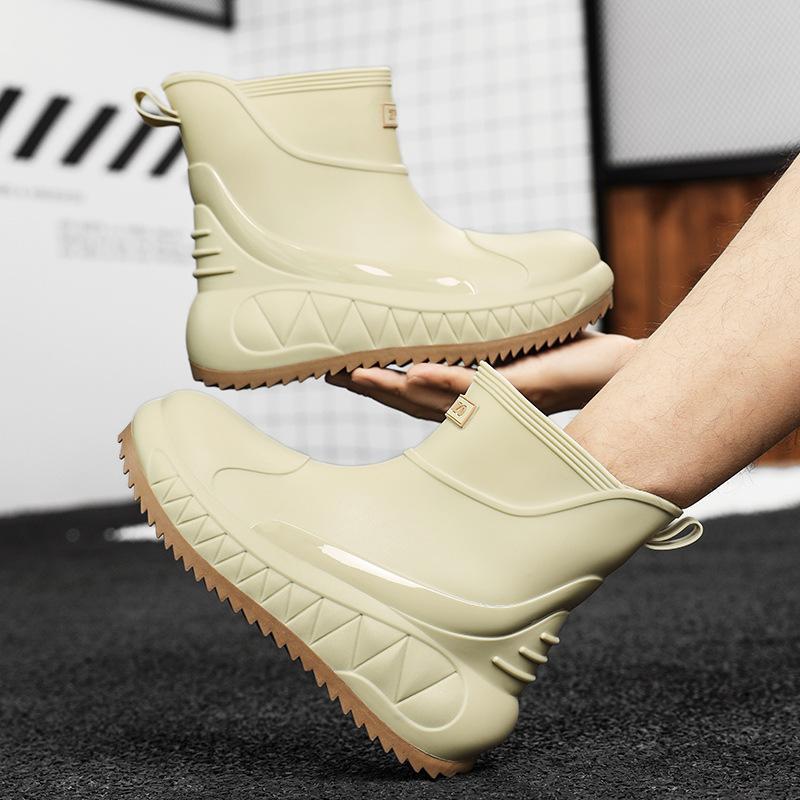 Fashion rain shoes men's outdoor waterproof fishing shoes versatile water shoes non-slip kitchen men's soft-soled comfortable rubber shoes
