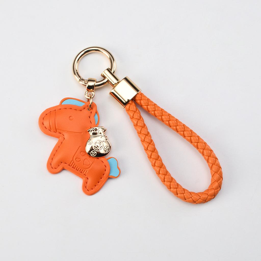 Creative Now Money Keychain Leather Braided Rope Fashion Cartoon Car Keychain Bag Cute Pony Pendant