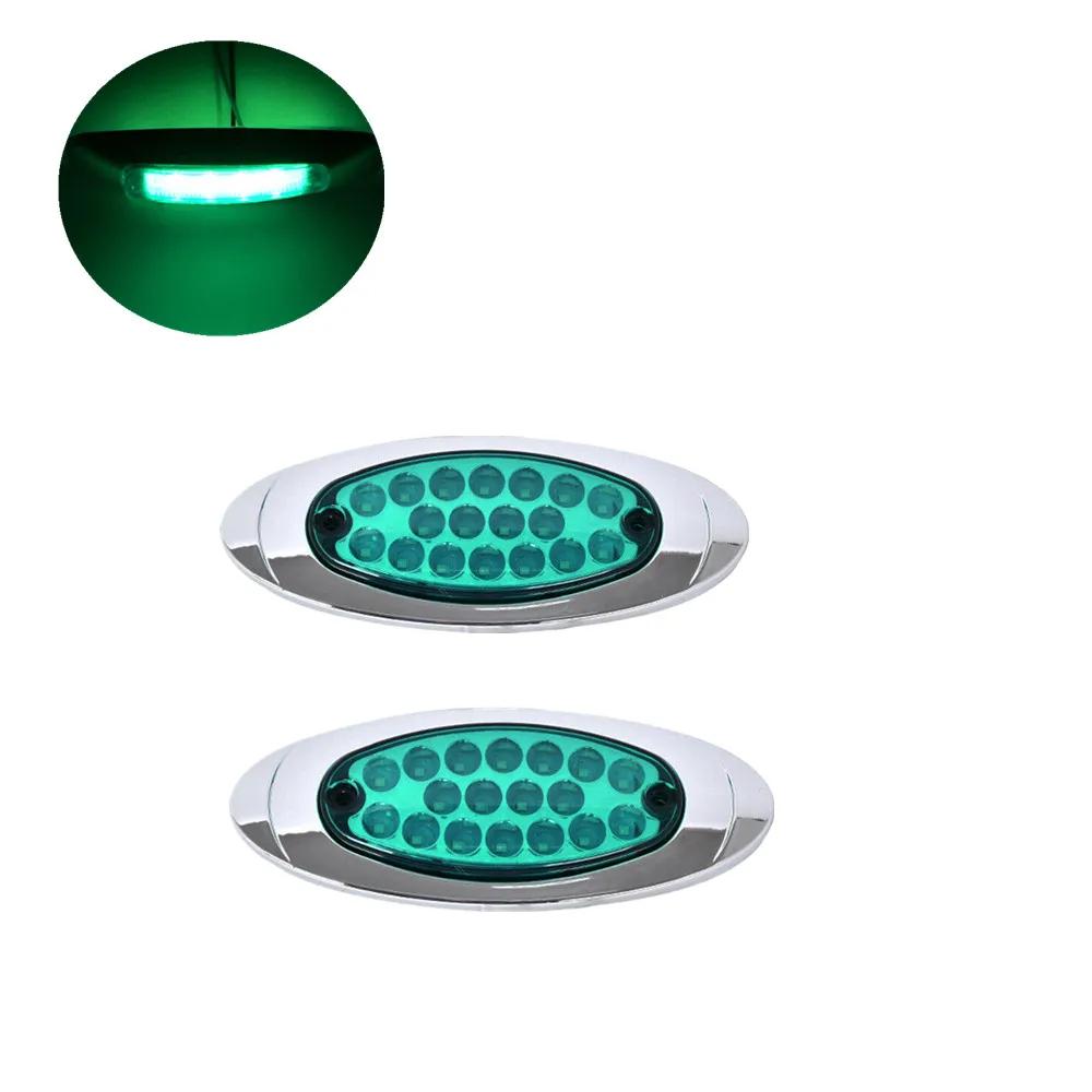2PCS Amber Oval Led Trailer Side Marker Clearance Lights Chrome Bezel Trailer Parking Turn Signal Lights 18LED Running Lights