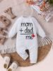 Tuta morbida in cotone per neonato con stampa "Mamma+Papà=Io" e Cuore, Body a manica lunga per neonato Primavera Autunno