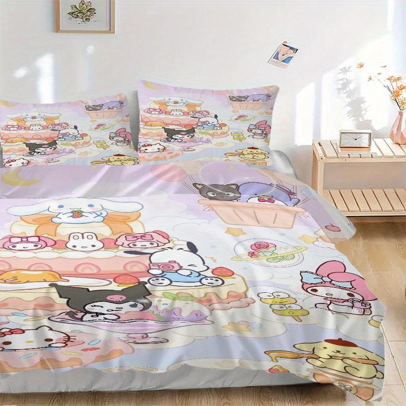 

3 шт. Набор постельного белья с одеялом POCHACCO из магазина мороженого - Мягкий и удобный Декор для спальни, гостевой комнаты и общежития Комплект постельного белья 1 пододеяльник + 2 наволочки.W052 135x200cm