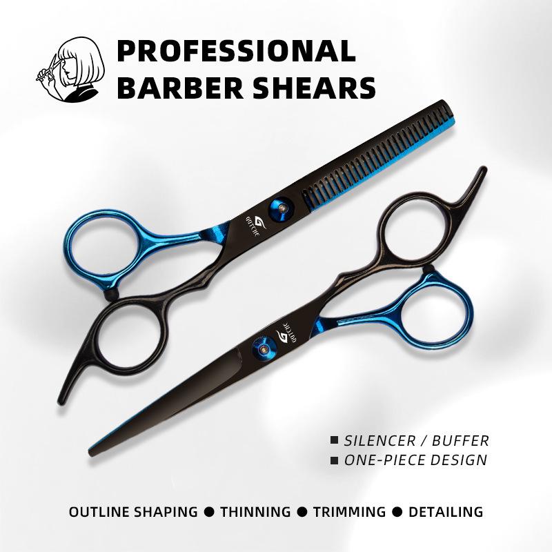 Pro Barber Blue-Black Stainless Steel Thinning Scissors for Hair Salon Stylists