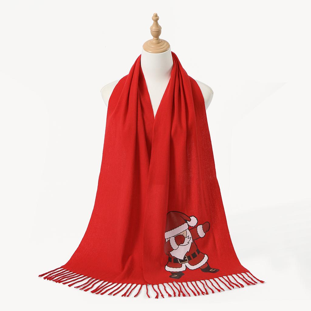 New Christmas Red Printed Cashmere Scarf Pashmina Tassel Scarves Neck Protection Deer Elk Printed Wrap Gift Long Shawl 183*30Cm