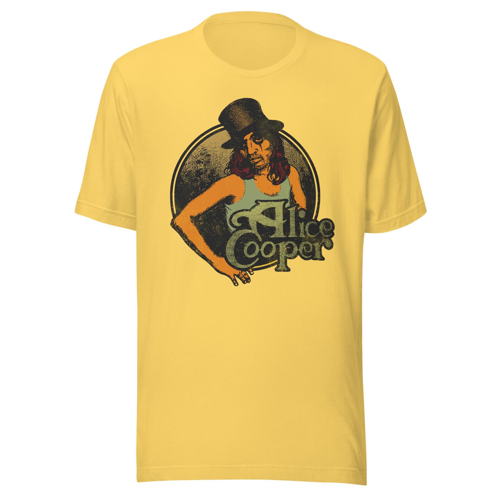 Stakes Alice Cooper Showtime 1976 Vintage T-Shirt T-Shirt Gold New L