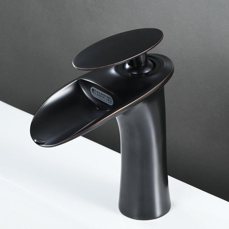 Tuqiu Bathroom Faucet Brass Gold White Bathroom Basin Faucet Cold Hot Waterfall Mixer Sink Tap Deck Mounted Black White Tap