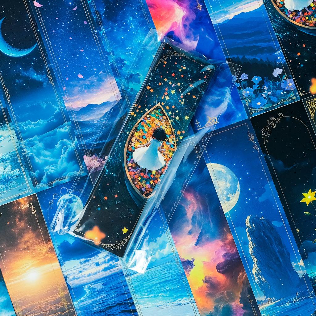 20 Fantasy Night Starry Sky Theme Anime Style Paper Bookmarks Merchandise Bookmarks