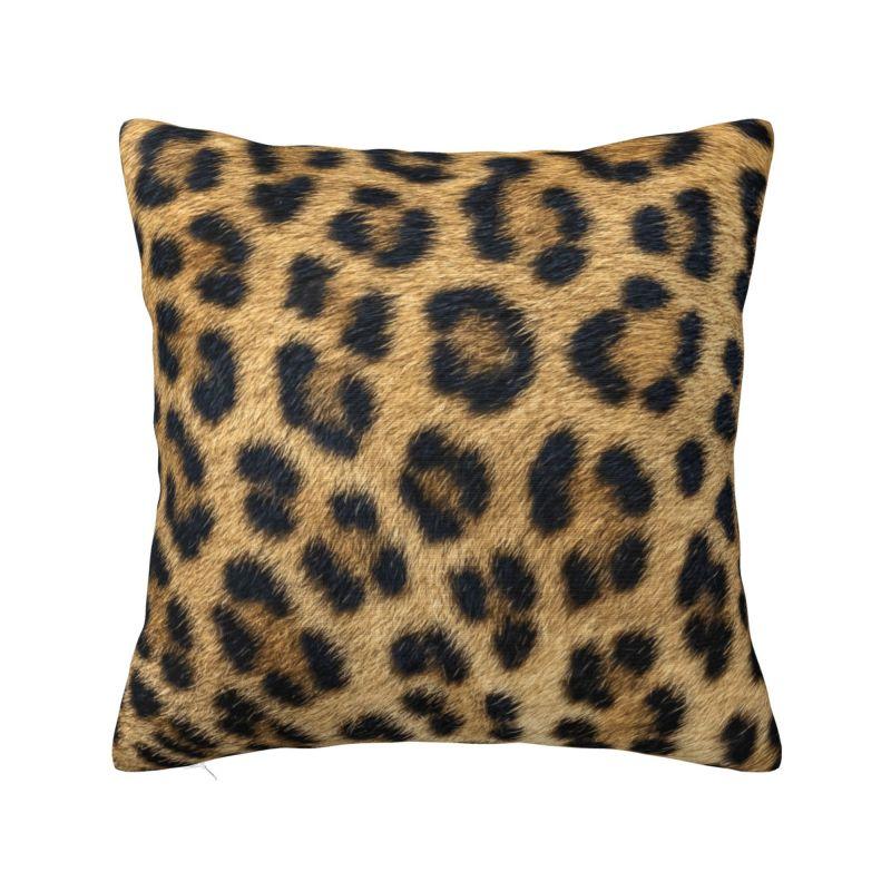 Fluffy Leopard Skin Leather Texture Sofa Cushion Cover Polyester Tropical Wild Animal Throw Pillow Case Bedroom Decoration