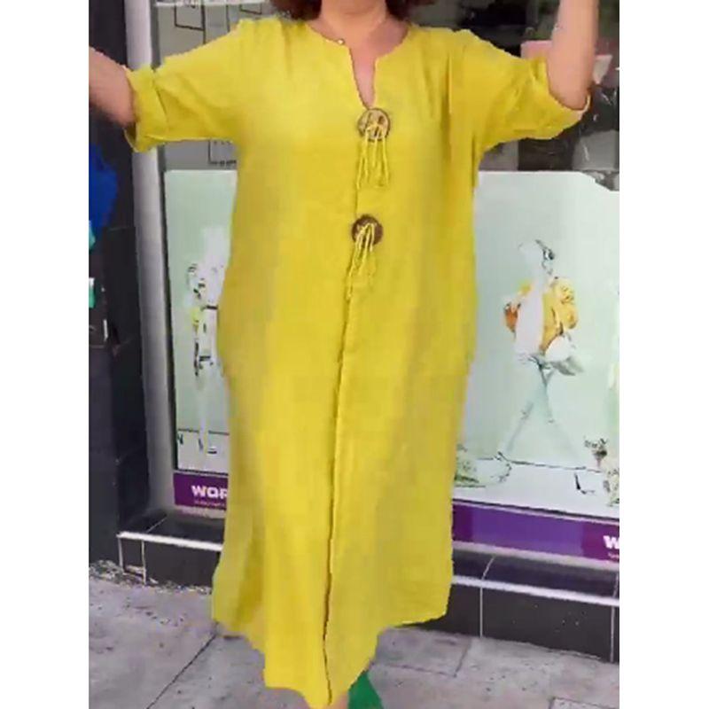 Casual Loose Solid Color Simple Dress Casual Loose Pure Color Simple Dress