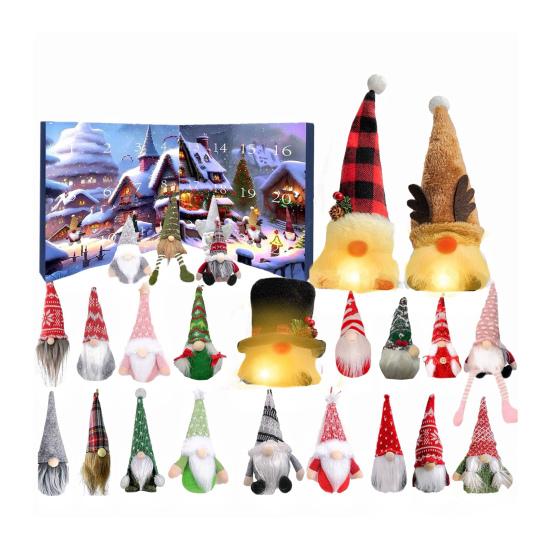 Gnome Advent Calendars 2025 24 Days Christmas Countdown Calendar with Light Up Collectible Figures Gnome Ornaments Gifts for Kids Boys Girls
