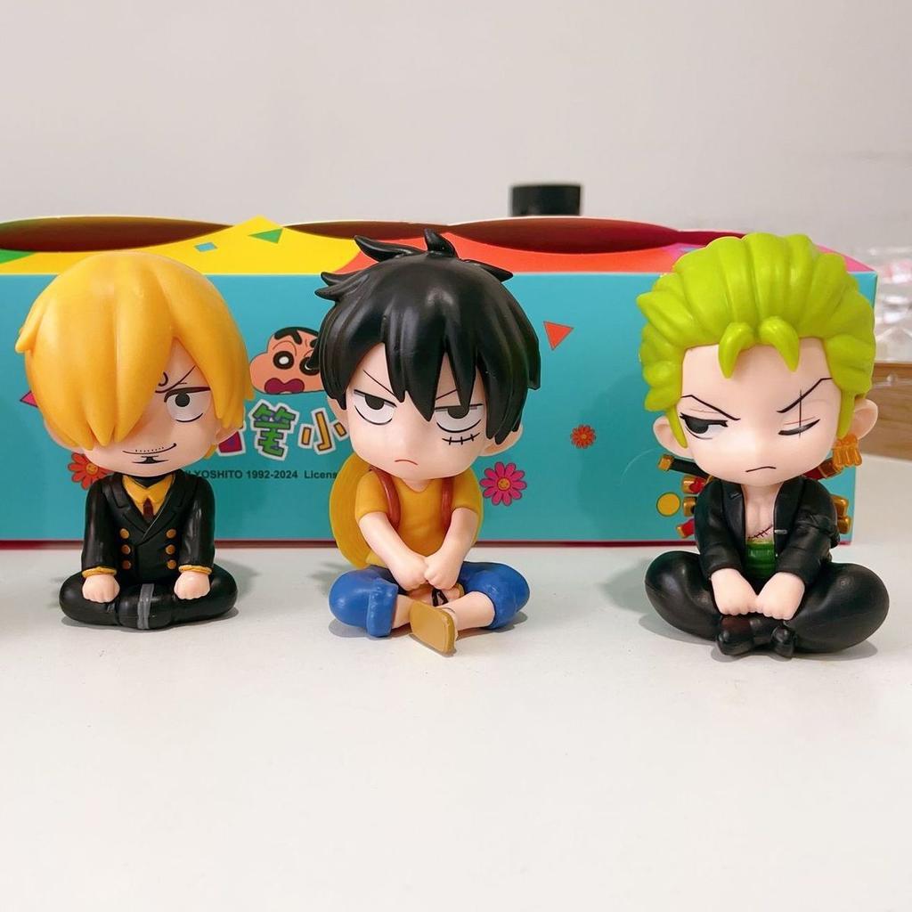 9cm One Piece Anime Figure Q Version Sitting Posture Luffy Zoro Sanji Nami Action Figure Kawaii Toys Model Collection Gift
