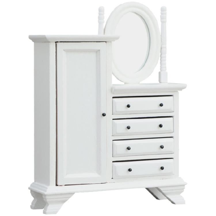 Miniature Dresser For 1/12 Doll House European Styles Furniture with Functional Drawer Door Craft Model Scene Display