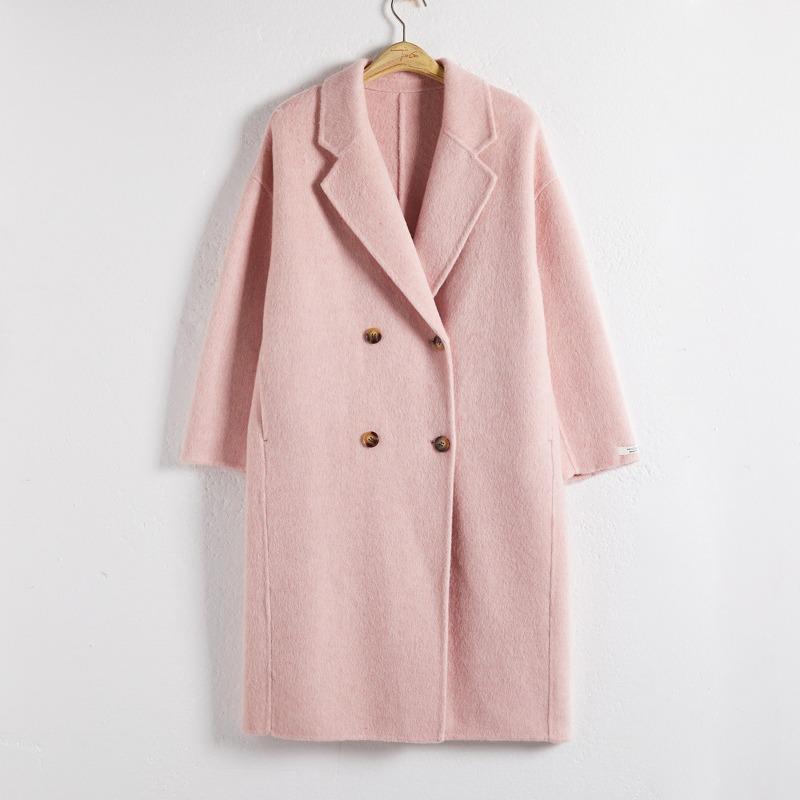 Wool Coat Women's Double-breasted College Style Coat Cashmere Premium Feeling Tweed Jacket Autumn and Winter
