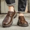 Fashion Hot Style Men's Biker Shoes Casual Leather Tooling Shoe for Men Dress Shoe Low Top Fashion Non-slip Trendy All-match Mens Boot