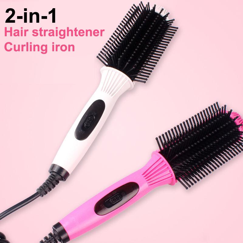 Multifunctional Heating Curling Iron Ceramic Heated Round Brush Electric Hair Straightener Brushes Professional Styling Tool
