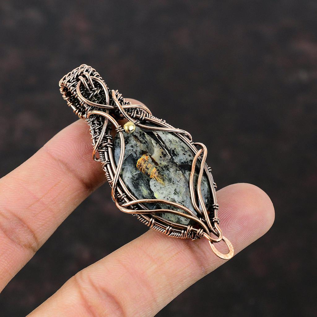 Astrophyllite Copper Pendant Wire Wrapped Pendant Astrophyllite Gemstone Jewelry Handmade Pendant Copper Jewelry For Gift Wire Wrap Jewelry