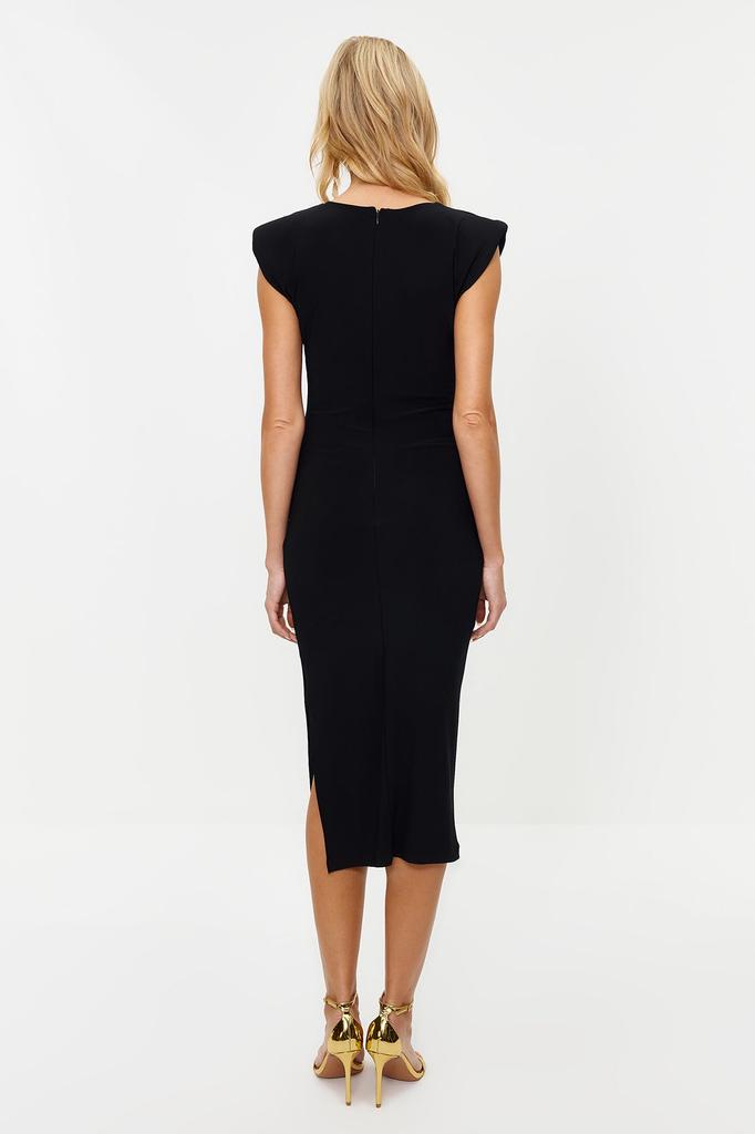 Women's Style Dress Black Lined Knitted Accessory Dress